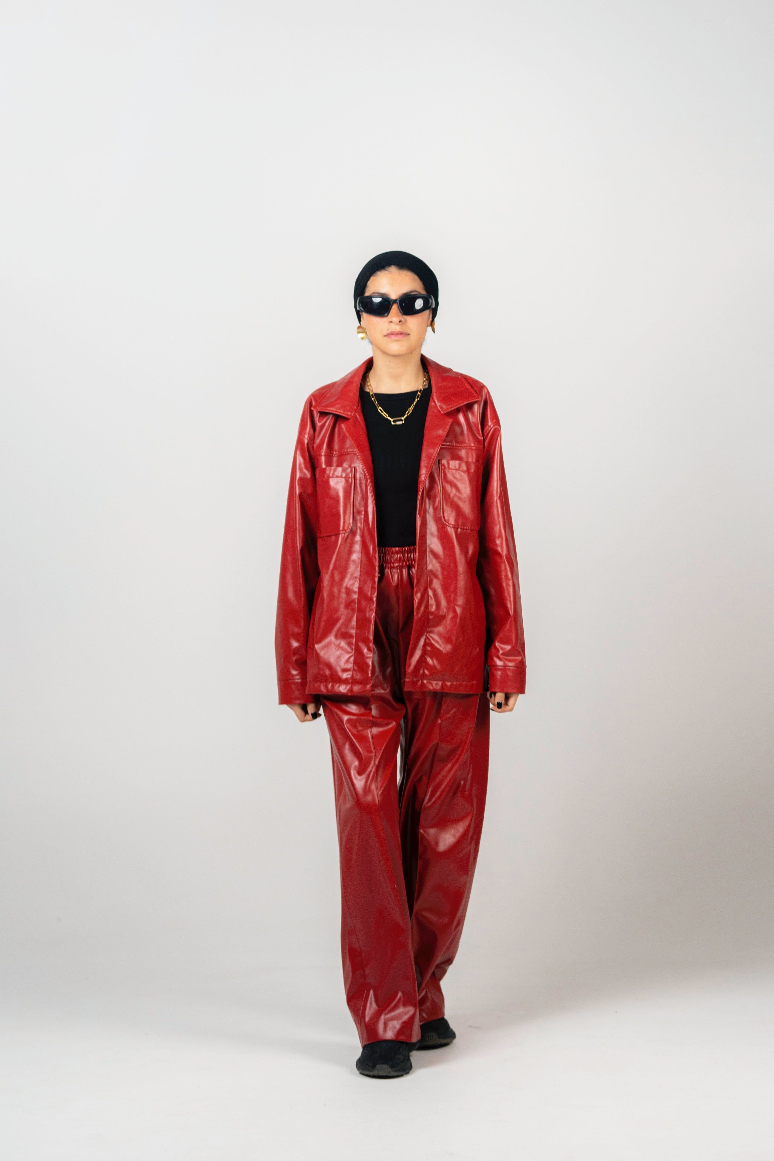 BYSARAD | FAUX LEATHER JACKET - RED