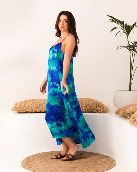 BYSARAD | FLOWY MAXI DRESS - BLUE