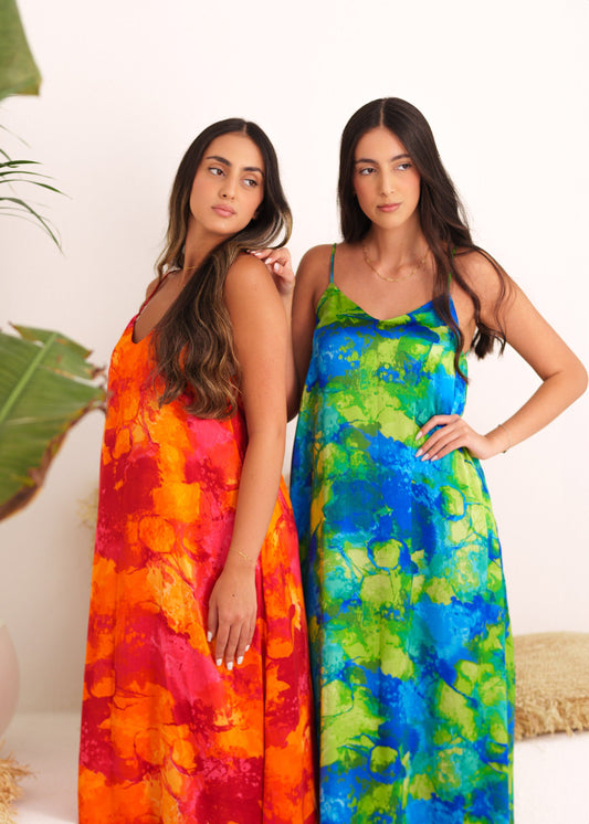 BYSARAD | FLOWY MAXI DRESS - GREEN