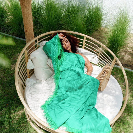 BYSARAD | GALA OFF SHOULDER DRESS - EMERALD GREEN
