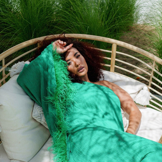 BYSARAD | GALA OFF SHOULDER DRESS - EMERALD GREEN