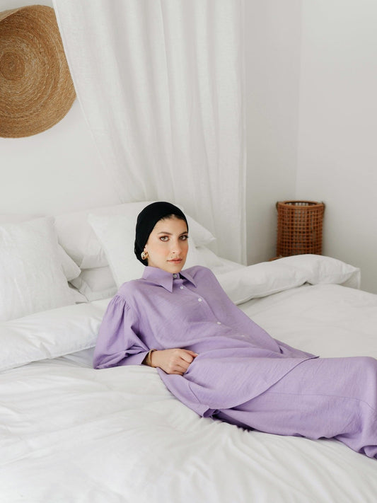 BYSARAD | JEDDAH PANTS & SHIRT CO-ORD - LILAC