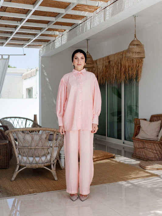 BYSARAD | JEDDAH PANTS & SHIRT CO-ORD - PEACH