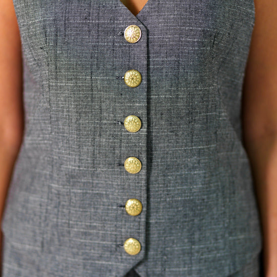 BYSARAD | LINEN PANTS & RELAXED WAISTCOAT CO-ORD - CHARCOAL