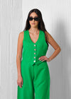 BYSARAD | LINEN PANTS & WAISTCOAT CO-ORD - EMERALD GREEN
