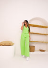 BYSARAD | LINEN PANTS & WAISTCOAT CO-ORD - NEON GREEN