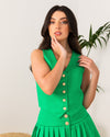 BYSARAD | LINEN SKIRT & WAISTCOAT CO-ORD - EMERALD GREEN