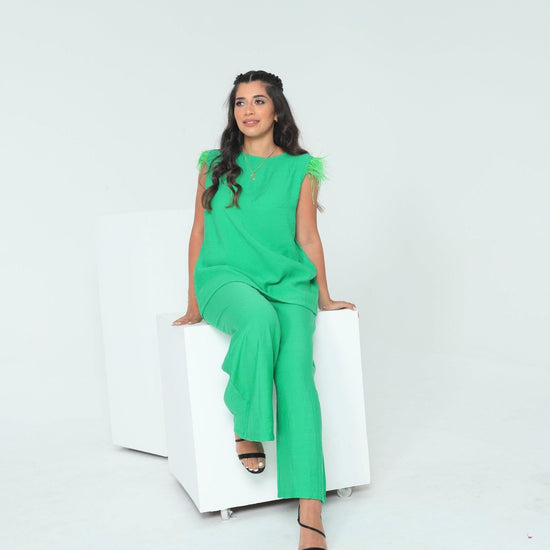BYSARAD | MARGARITA PANT & RELAXED TOP - EMERALD GREEN