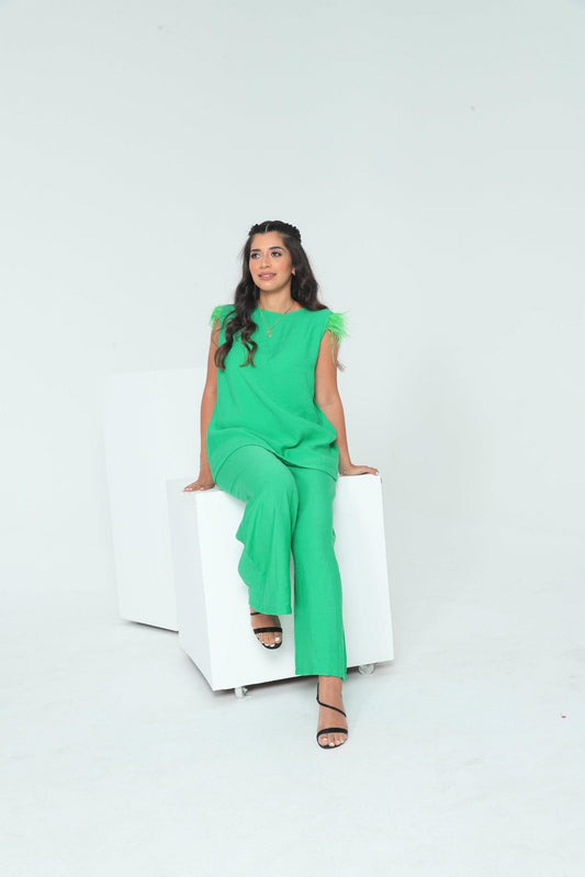 BYSARAD | MARGARITA PANT & RELAXED TOP - EMERALD GREEN