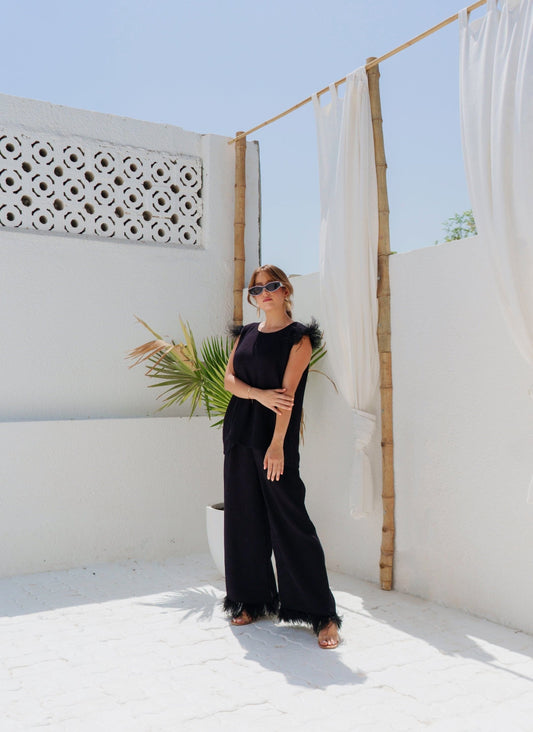 BYSARAD | MARGARITA PANT & RELAXED TOP - REAL BLACK