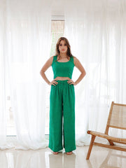 BYSARAD | MARGARITA PANTS & CROP TOP CO-ORD - EMERALD GREEN