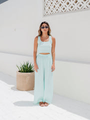 BYSARAD | MARGARITA PANTS & CROP TOP CO-ORD - PASTEL TURQUOISE