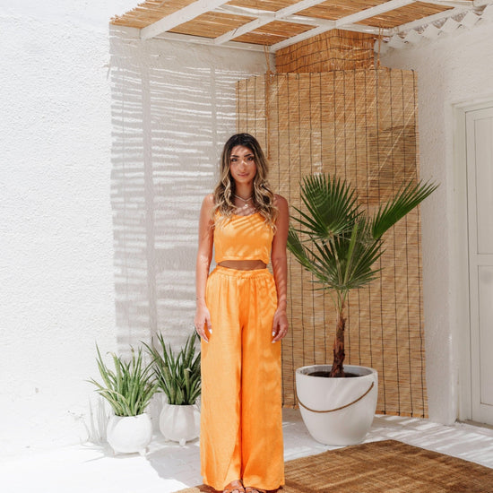 BYSARAD | MARGARITA PANTS & CROP TOP CO-ORD - TANGERINE ORANGE