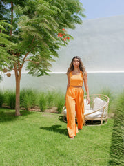 BYSARAD | MARGARITA PANTS & CROP TOP CO-ORD - TANGERINE ORANGE