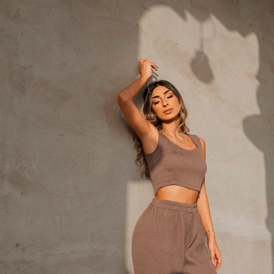 BYSARAD | MARGARITA PANTS & CROP TOP CO-ORD - TAUPE