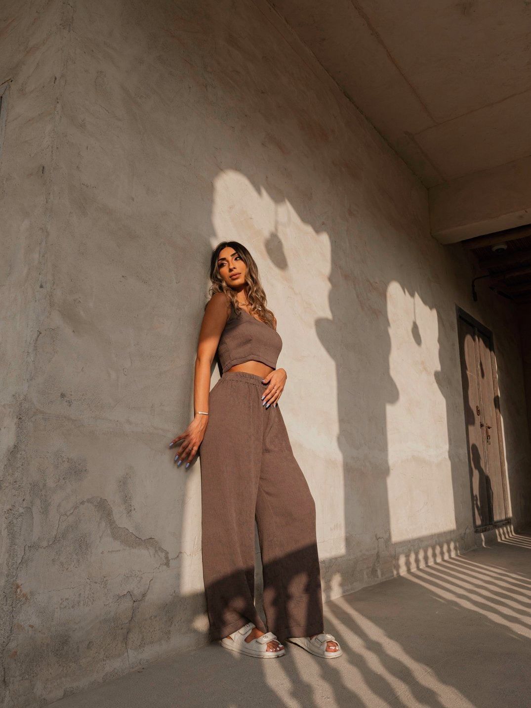 BYSARAD | MARGARITA PANTS & CROP TOP CO-ORD - TAUPE