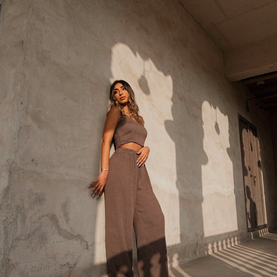 BYSARAD | MARGARITA PANTS & CROP TOP CO-ORD - TAUPE