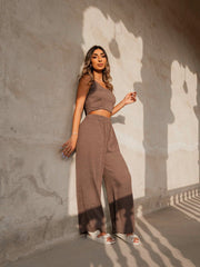 BYSARAD | MARGARITA PANTS & CROP TOP CO-ORD - TAUPE