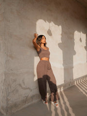 BYSARAD | MARGARITA PANTS & CROP TOP CO-ORD - TAUPE