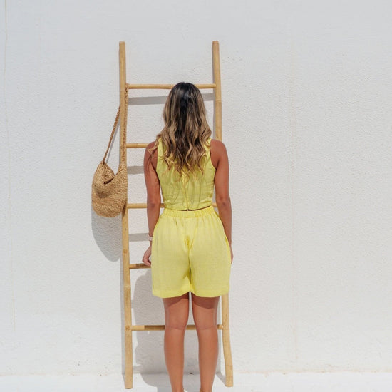 BYSARAD | MARGARITA SHORTS & CROP TOP CO-ORD - PASTEL YELLOW