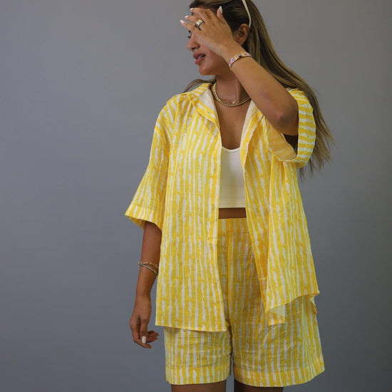 BYSARAD | SKITTLES SHORTS & CROP TOP CO-ORD - YELLOW