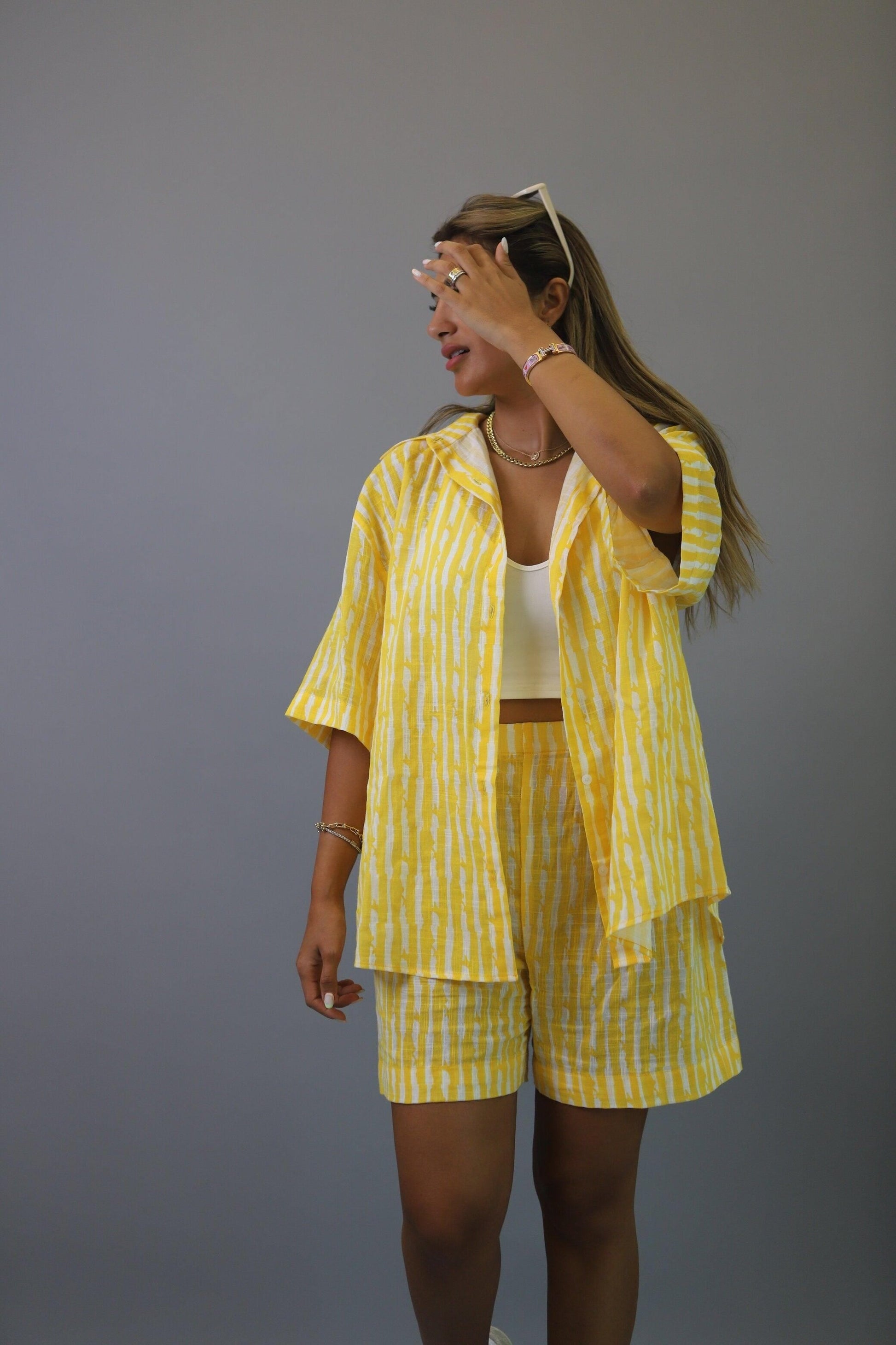 BYSARAD | SKITTLES SHORTS & CROP TOP CO-ORD - YELLOW