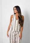 BYSARAD | STRIPED LINED PANTS & RELAXED WAISTCOAT CO-ORD - GREY