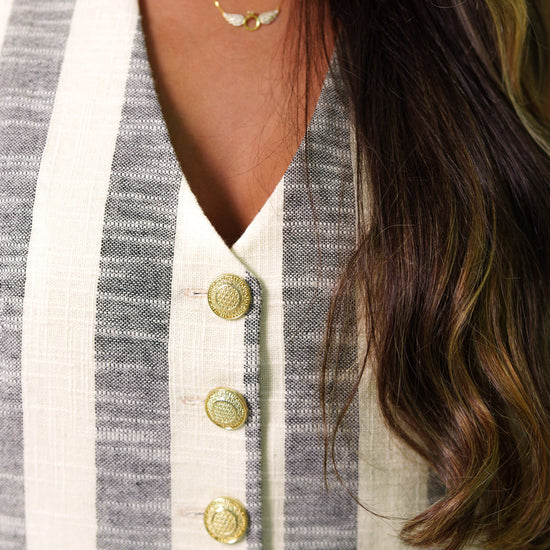 BYSARAD | STRIPED LINED PANTS & RELAXED WAISTCOAT CO-ORD - GREY