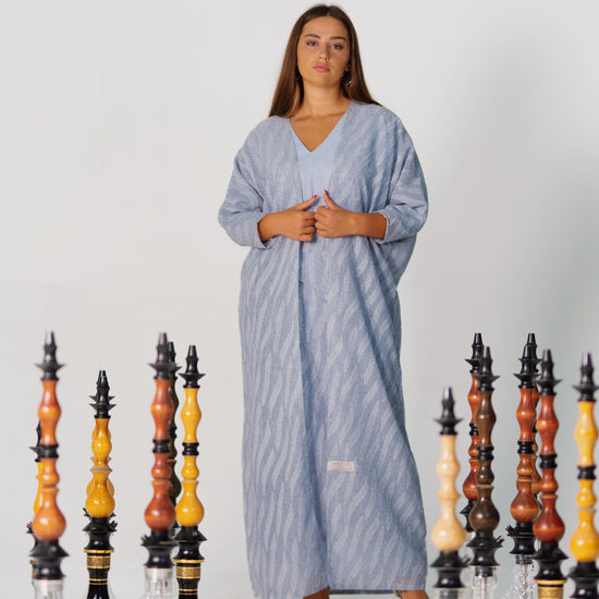 BYSARAD | THE ATHENA 3-PIECE ABAYA SET - BLUE
