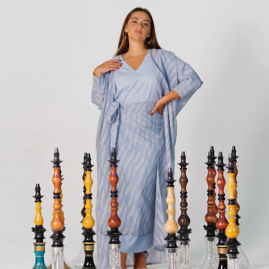 BYSARAD | THE ATHENA 3-PIECE ABAYA SET - BLUE