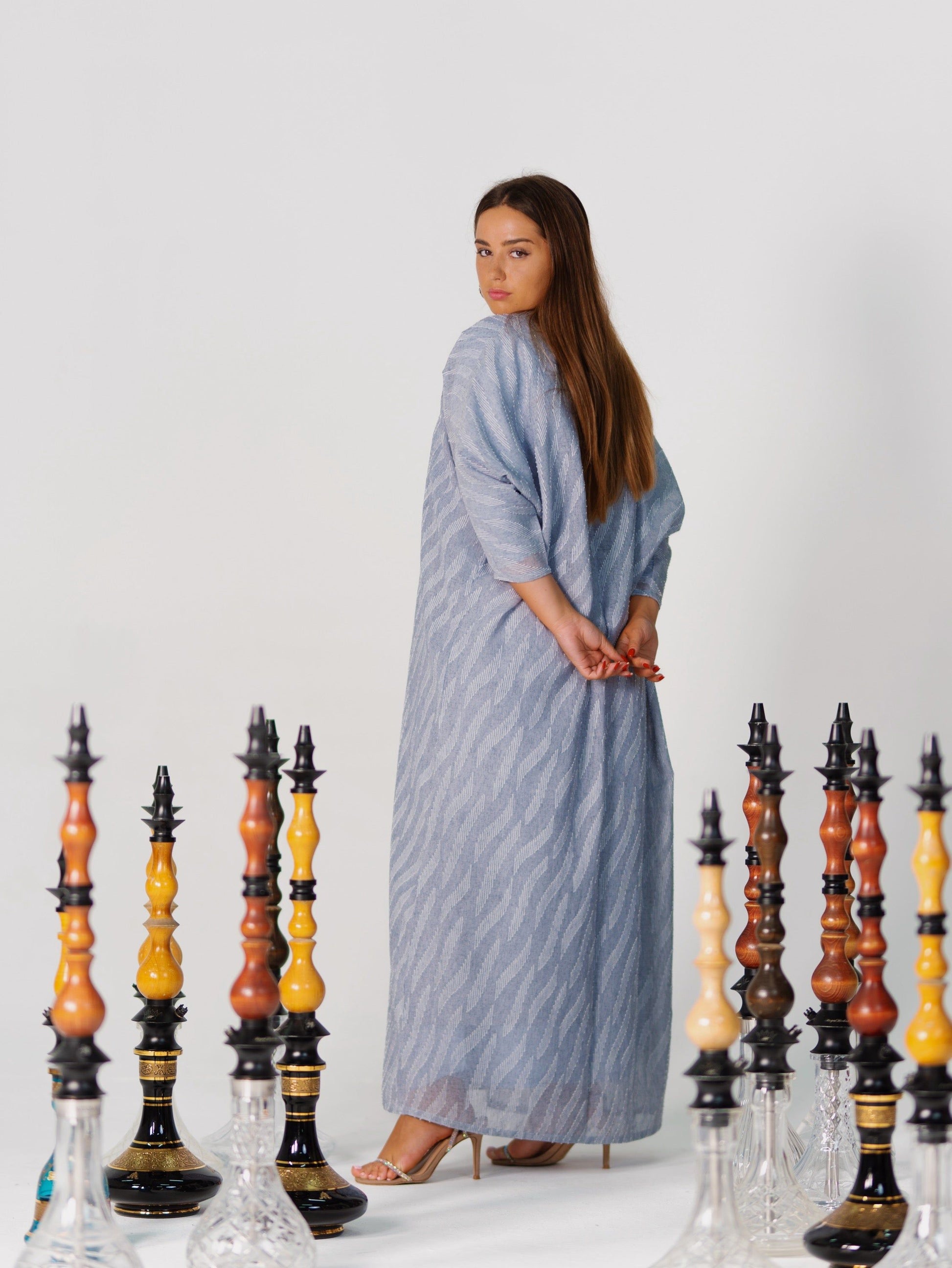 BYSARAD | THE ATHENA 3-PIECE ABAYA SET - BLUE