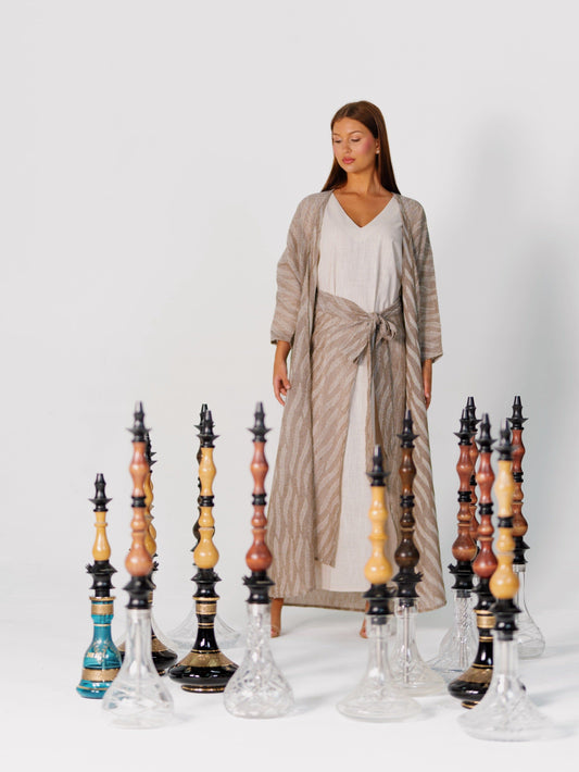 BYSARAD | THE ATHENA 3-PIECE ABAYA SET - BROWN