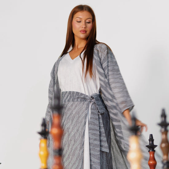 BYSARAD | THE ATHENA 3-PIECE ABAYA SET - GREY