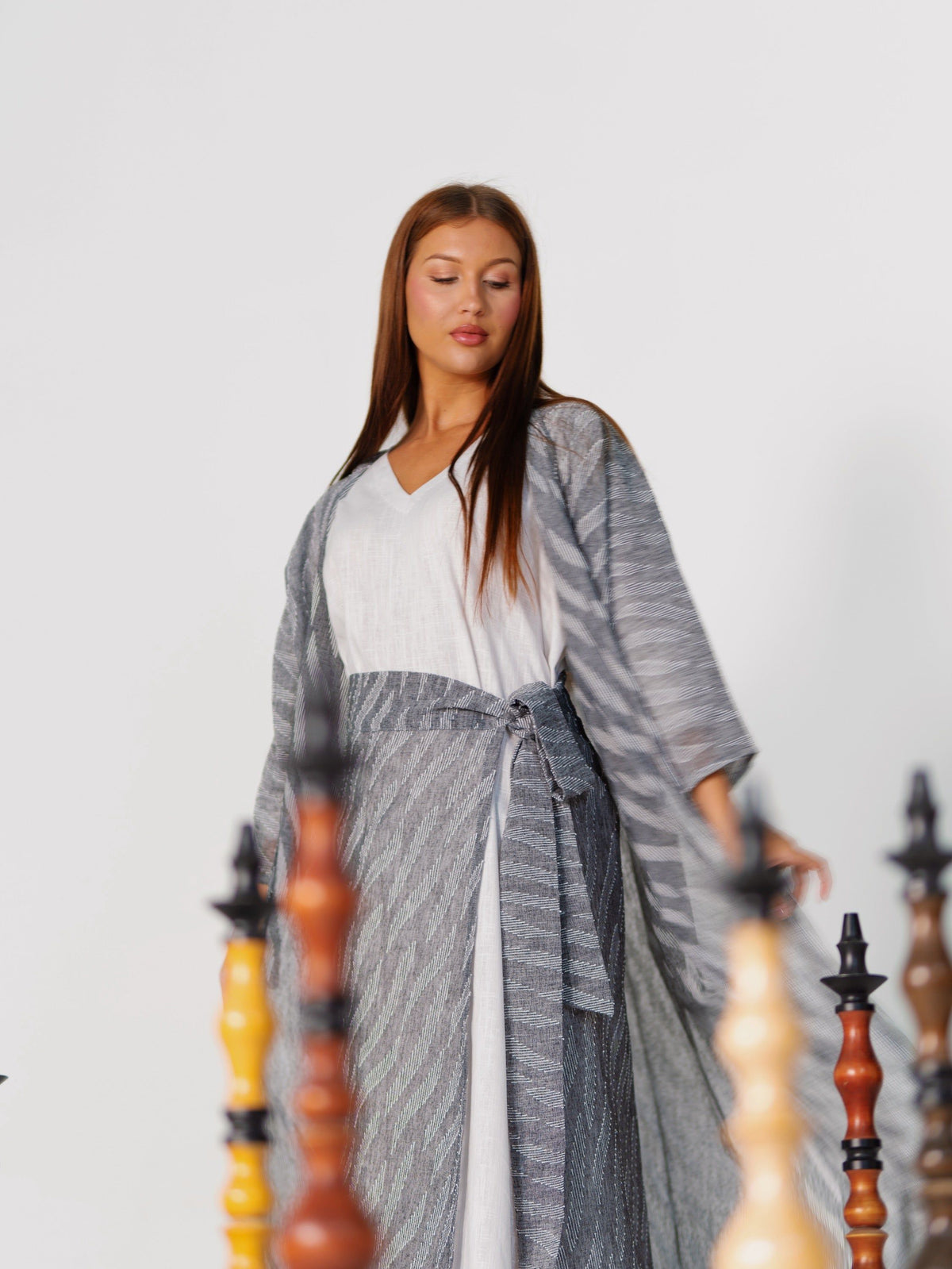 BYSARAD | THE ATHENA 3-PIECE ABAYA SET - GREY