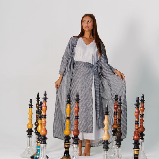 BYSARAD | THE ATHENA 3-PIECE ABAYA SET - GREY