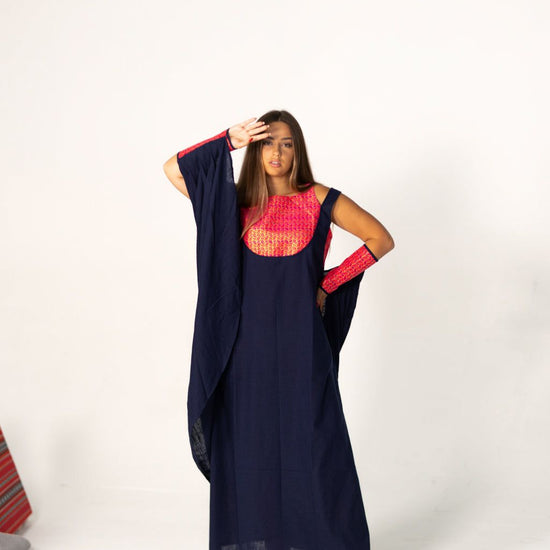 BYSARAD | THE CALYPSO 2-PIECE KAFTAN SET - NAVY & FUCHSIA
