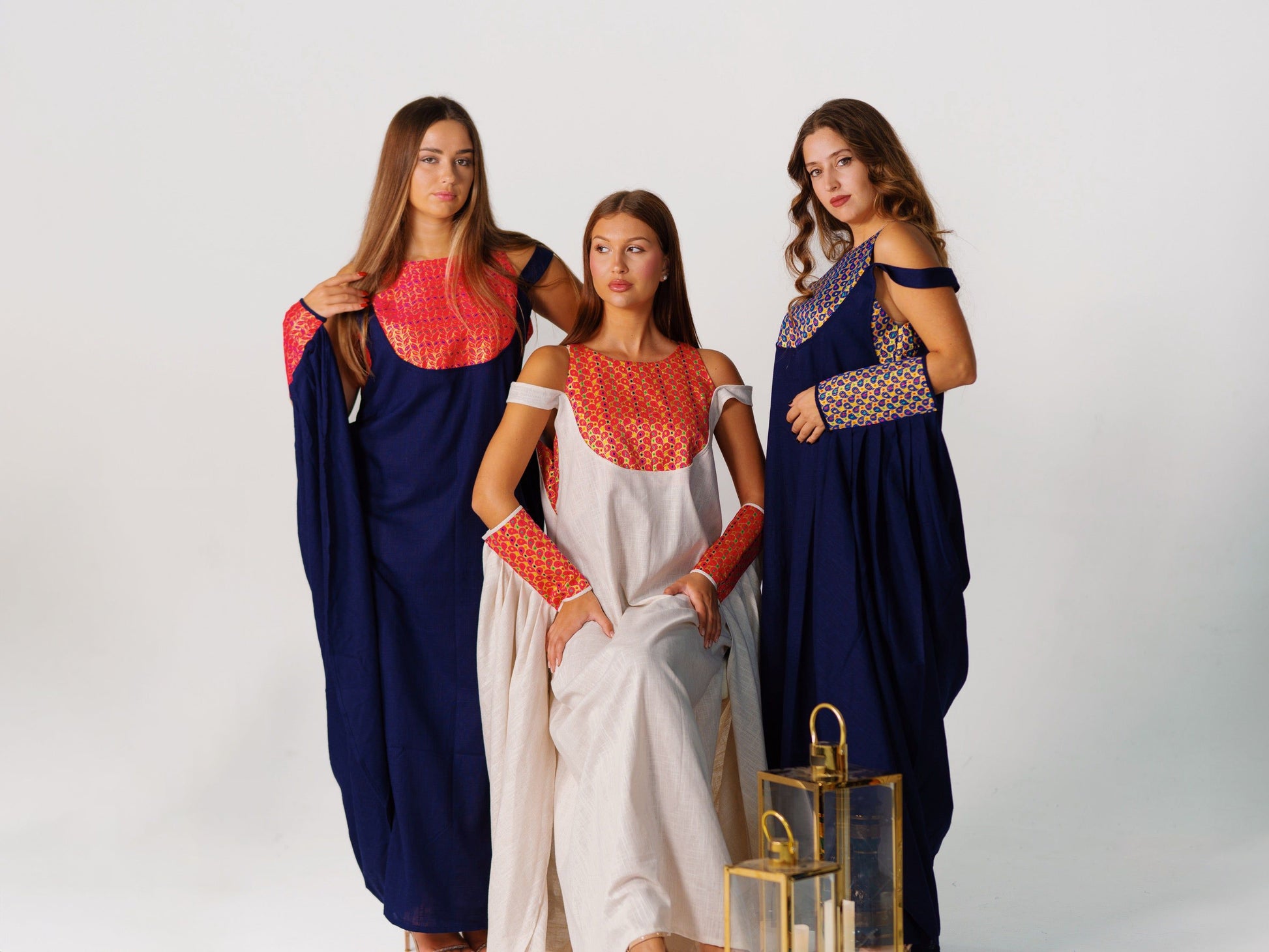 BYSARAD | THE CALYPSO 2-PIECE KAFTAN SET - NAVY & FUCHSIA