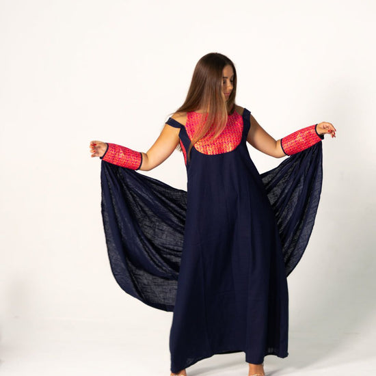 BYSARAD | THE CALYPSO 2-PIECE KAFTAN SET - NAVY & FUCHSIA