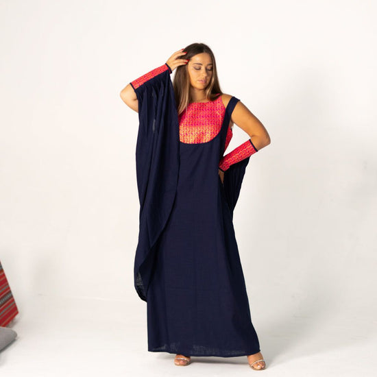 BYSARAD | THE CALYPSO 2-PIECE KAFTAN SET - NAVY & FUCHSIA