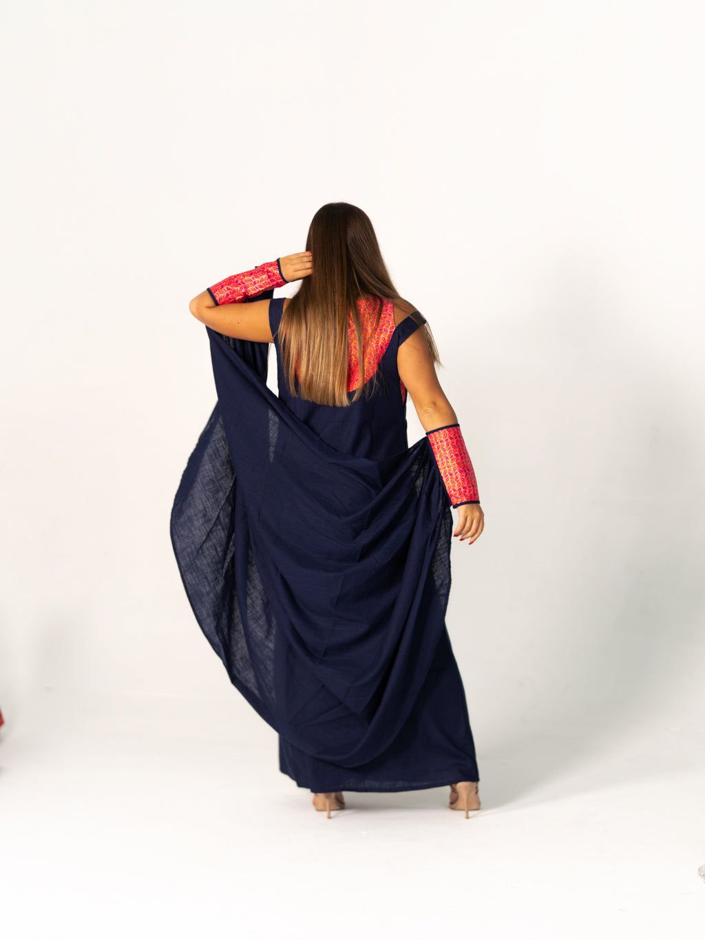 BYSARAD | THE CALYPSO 2-PIECE KAFTAN SET - NAVY & FUCHSIA