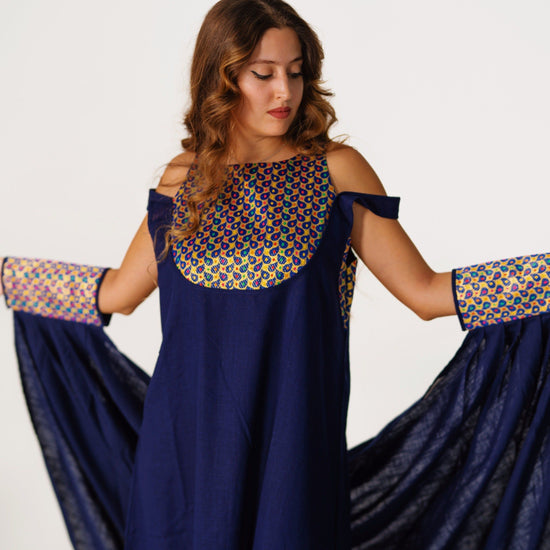 BYSARAD | THE CALYPSO 2-PIECE KAFTAN SET - NAVY & GOLD