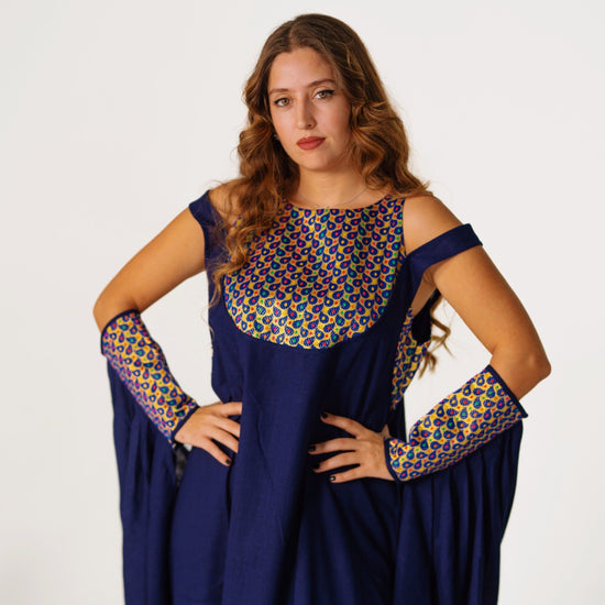BYSARAD | THE CALYPSO 2-PIECE KAFTAN SET - NAVY & GOLD