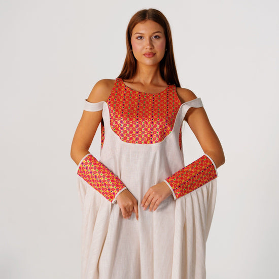 BYSARAD | THE CALYPSO 2-PIECE KAFTAN SET - OFF WHITE & FUSCHIA