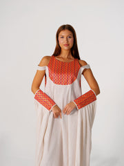 BYSARAD | THE CALYPSO 2-PIECE KAFTAN SET - OFF WHITE & FUSCHIA