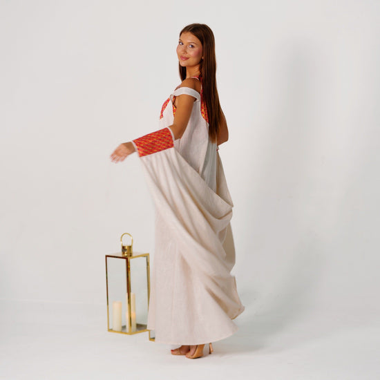 BYSARAD | THE CALYPSO 2-PIECE KAFTAN SET - OFF WHITE & FUSCHIA
