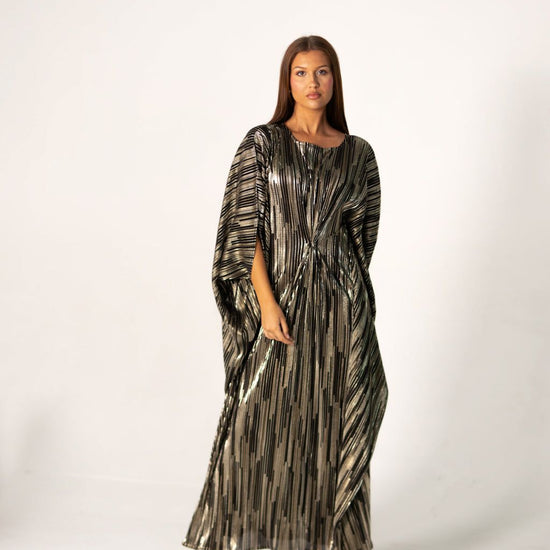 BYSARAD | THE CLIO KAFTAN DRESS - METALLIC BLACK