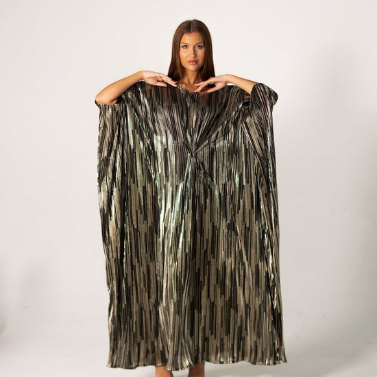 BYSARAD | THE CLIO KAFTAN DRESS - METALLIC BLACK