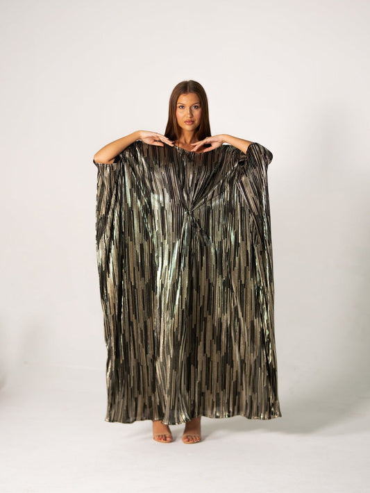 BYSARAD | THE CLIO KAFTAN DRESS - METALLIC BLACK