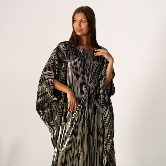BYSARAD | THE CLIO KAFTAN DRESS - METALLIC BLACK