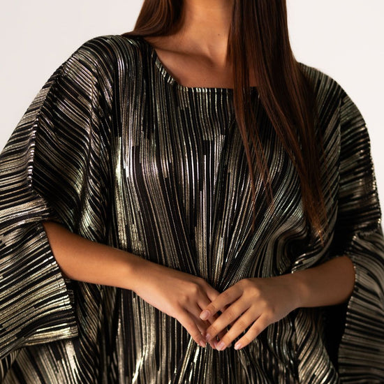 BYSARAD | THE CLIO KAFTAN DRESS - METALLIC BLACK